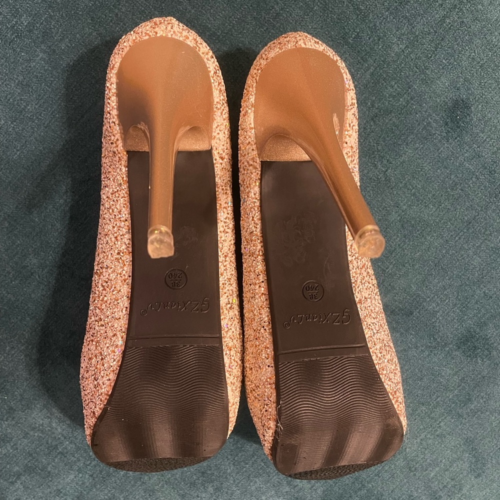 Never worn white and gold heels